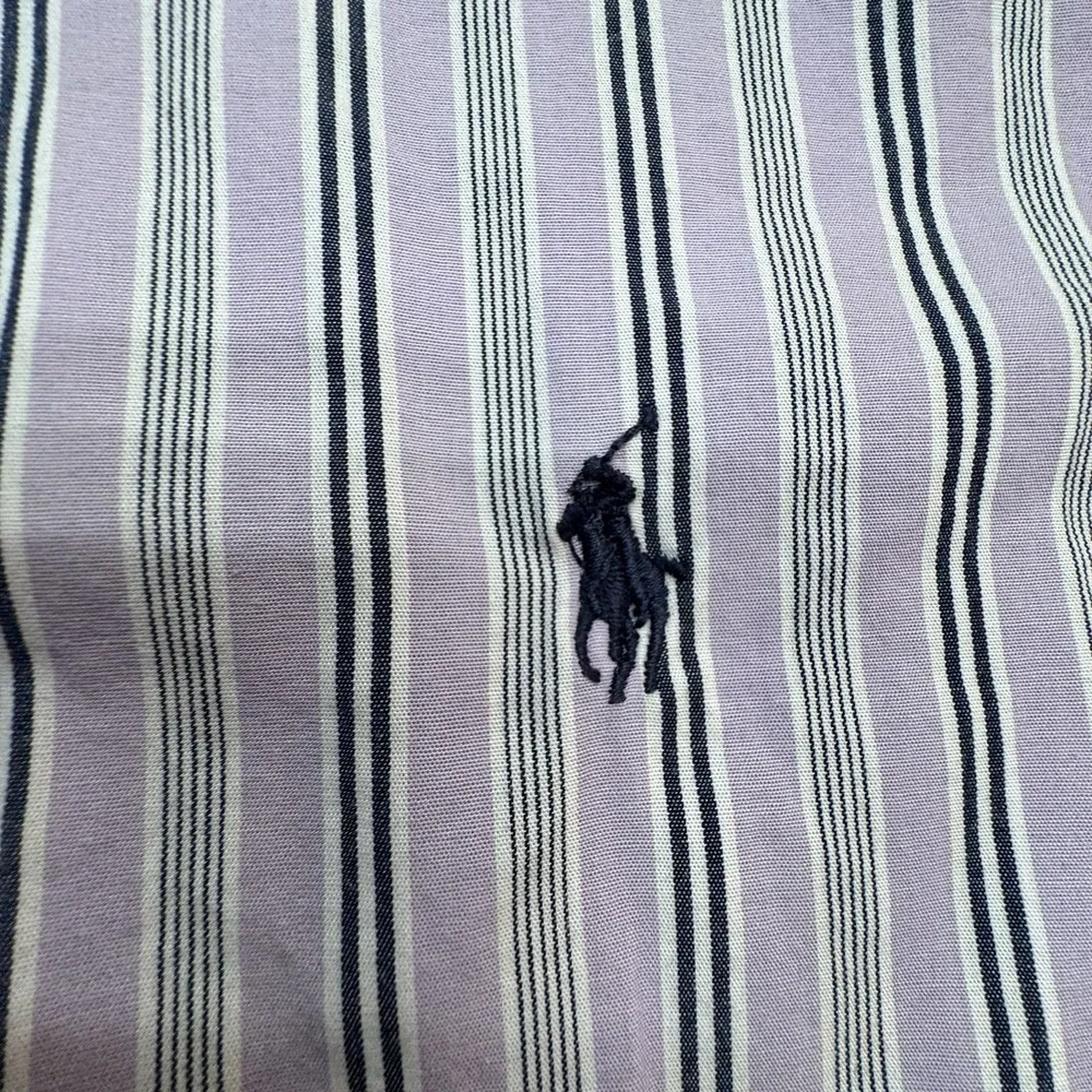 Polo Ralph Lauren Andrew‎ Men Dress Shirt Purple 15 32/33 Preppy Small Striped